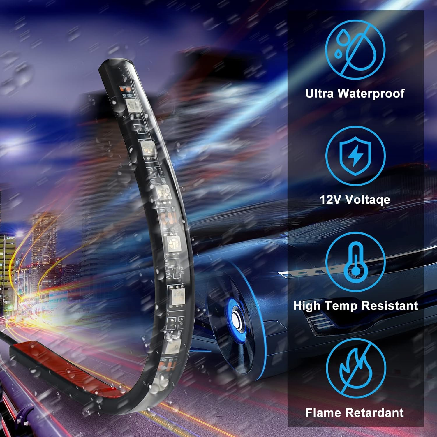 Lampe d’Ambiance Auto Sous-Pédales – LED avec Réaction Musicale